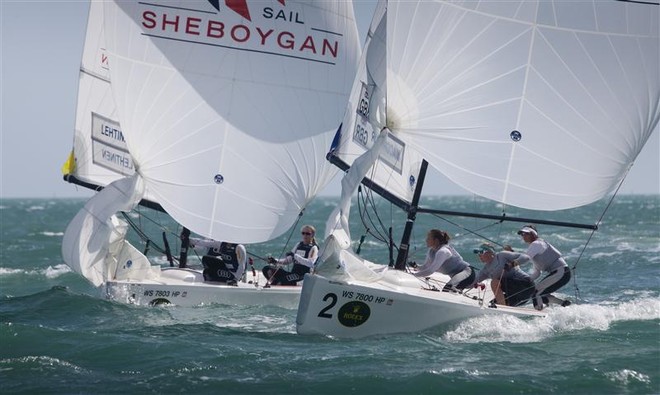 Womens Match Race. Silja Lehtinen, Silja Kanerva, Mikaela WUlff, (FIN) and Lucy Macgregor, Annie Lush, Kate Macgregor, (GBR) ©  Rolex/Daniel Forster http://www.regattanews.com